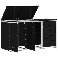 Produktbild för Sopcontainerförvar Svart 207 x 77,5 x 112,5 cm Rostfritt stål