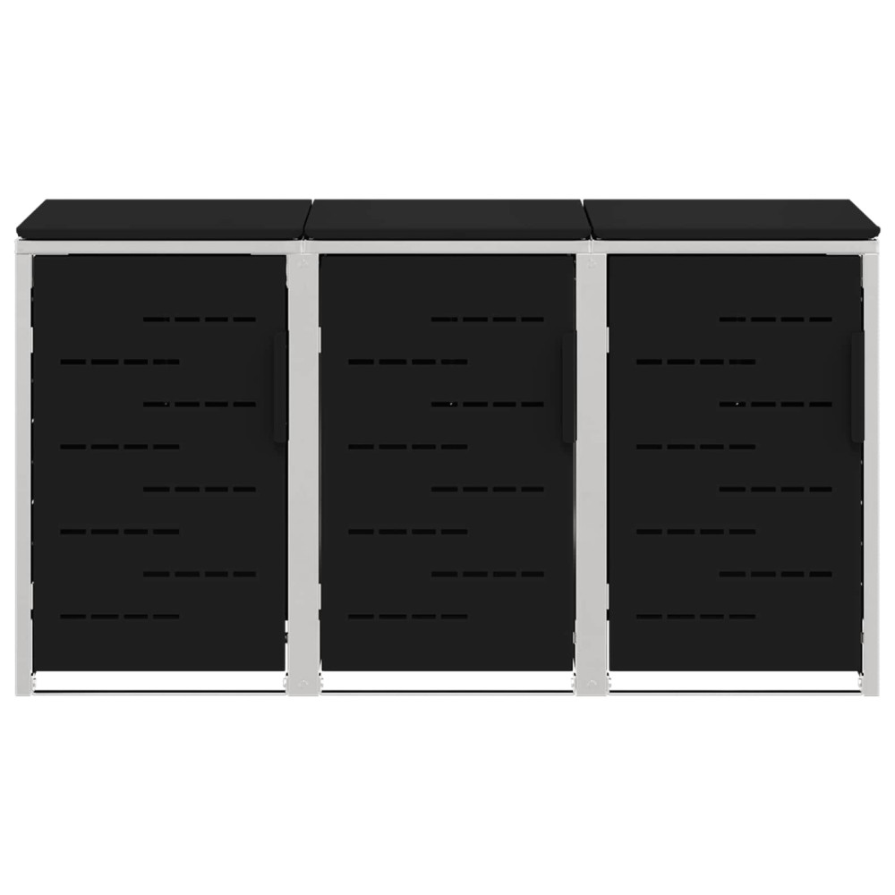 Produktbild för Sopcontainerförvar Svart 207 x 77,5 x 112,5 cm Rostfritt stål