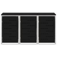 Produktbild för Sopcontainerförvar Svart 207 x 77,5 x 112,5 cm Rostfritt stål