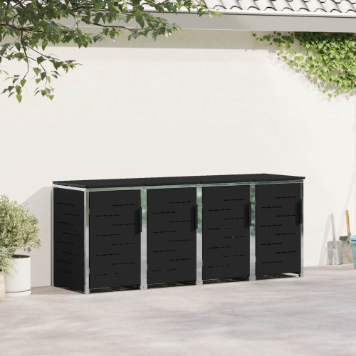 vidaXL Sopcontainerförvar Svart 276 x 77,5 x 112,5 cm Rostfritt stål