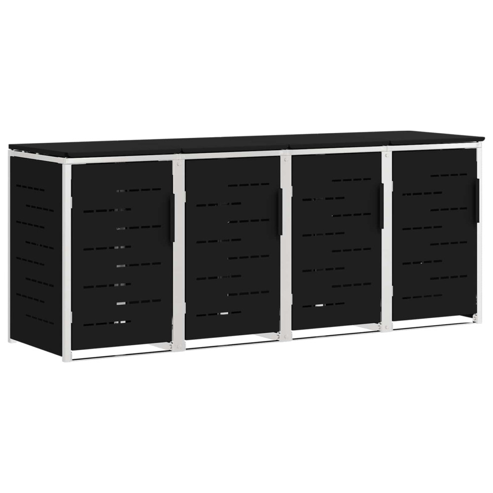 Produktbild för Sopcontainerförvar Svart 276 x 77,5 x 112,5 cm Rostfritt stål