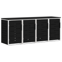 Produktbild för Sopcontainerförvar Svart 276 x 77,5 x 112,5 cm Rostfritt stål