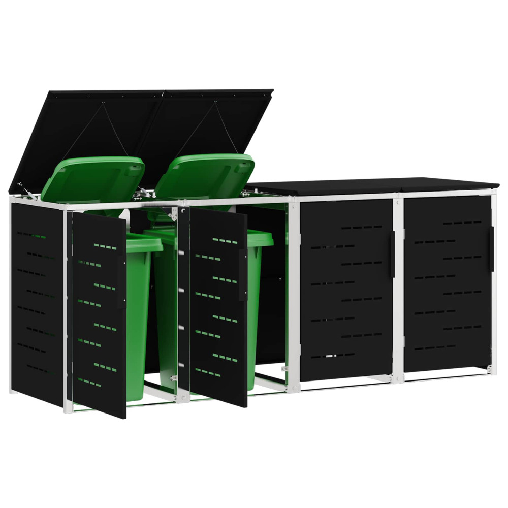 Produktbild för Sopcontainerförvar Svart 276 x 77,5 x 112,5 cm Rostfritt stål
