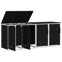 Produktbild för Sopcontainerförvar Svart 276 x 77,5 x 112,5 cm Rostfritt stål