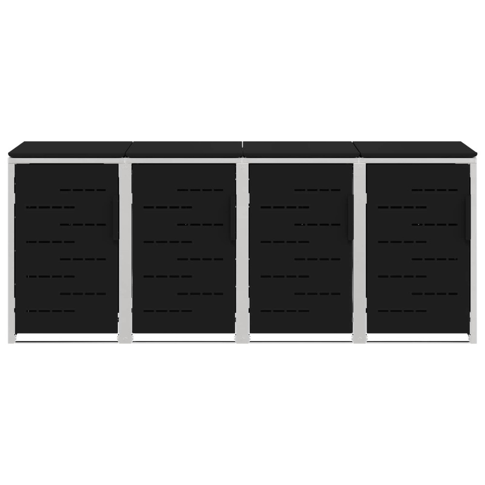 Produktbild för Sopcontainerförvar Svart 276 x 77,5 x 112,5 cm Rostfritt stål