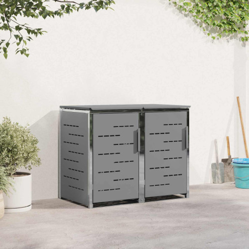 vidaXL Sopcontainerförvar Grå 138 x 77,5 x 112,5 cm Rostfritt stål