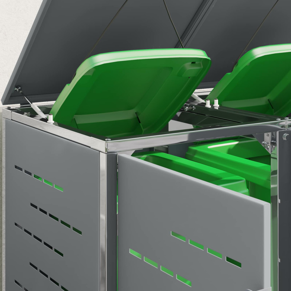 Produktbild för Sopcontainerförvar for 2 Bins 240L Rostfritt stål Grå
