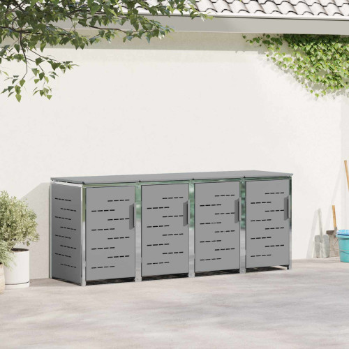 vidaXL Sopcontainerförvar Grå 276 x 77,5 x 112,5 cm Rostfritt stål