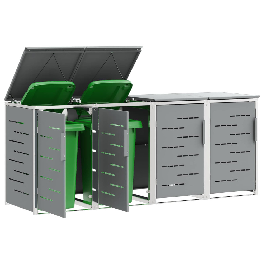 Produktbild för Sopcontainerförvar for 4 Bins 240L Rostfritt stål Grå