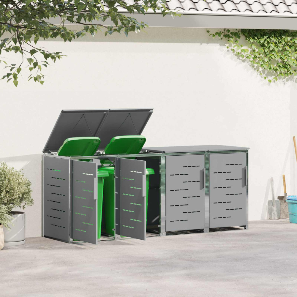Produktbild för Sopcontainerförvar for 4 Bins 240L Rostfritt stål Grå