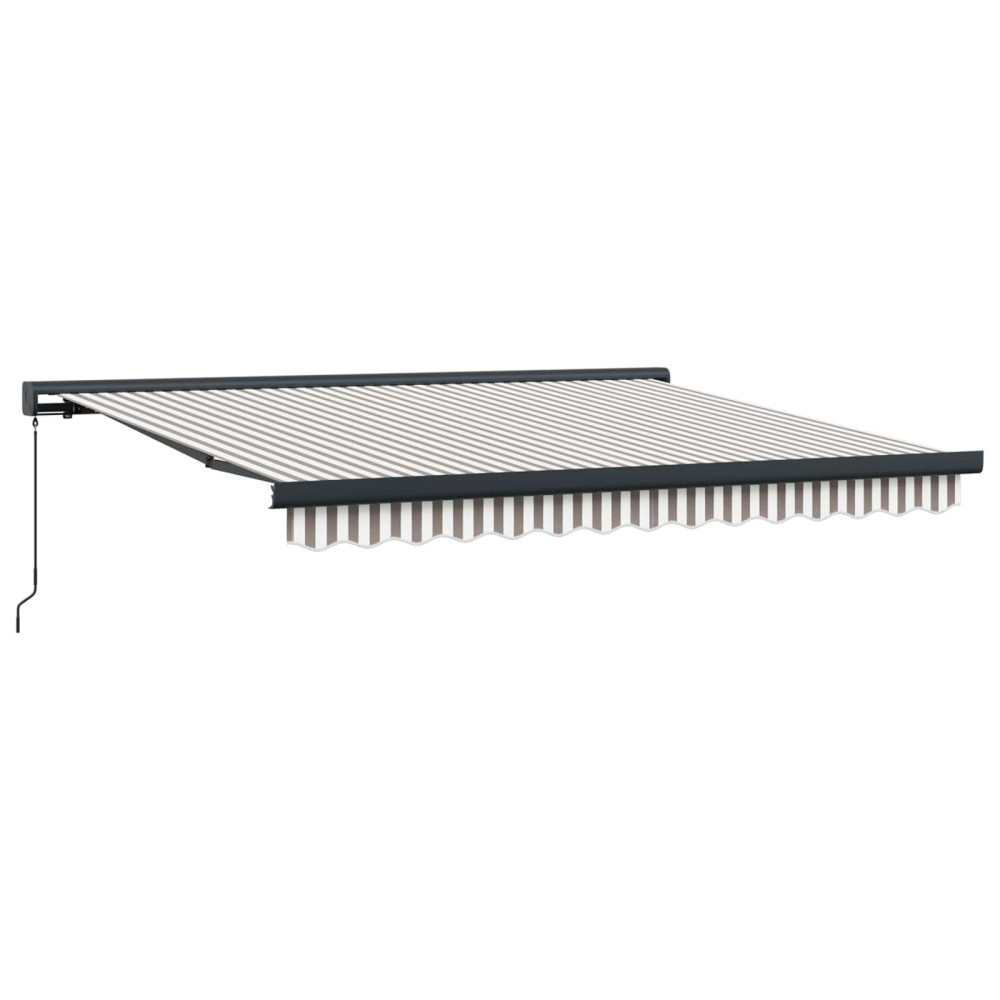Produktbild för Utdragbar markis Ljusgrå och vit. 300 x 250 cm