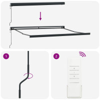 Produktbild för Utdragbar markis Ljusgrå och vit. 300 x 250 cm Tyg och Metall
