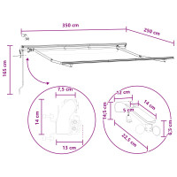 Produktbild för Markis tyg Ljusgrå och vit. 350 x 250 cm Polyester