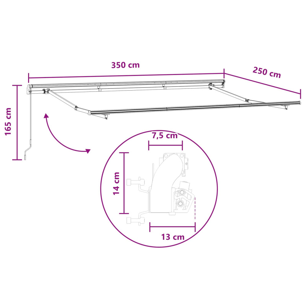 Produktbild för Utdragbar markis Sand 350 x 250 cm Polyester och aluminium