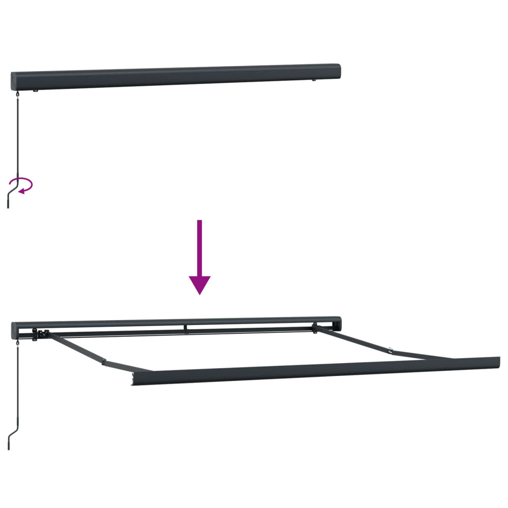 Produktbild för Utdragbar markis Ljusgrå och vit. 350 x 250 cm