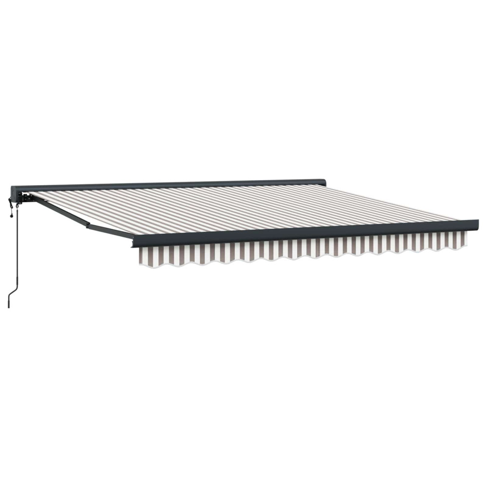 Produktbild för Utdragbar markis Ljusgrå och vit. 350 x 250 cm Tyg och Metall