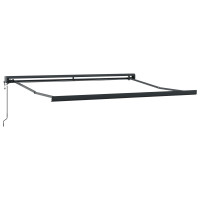 Produktbild för Utdragbar markis Ljusgrå och vit. 350 x 250 cm Tyg och Metall