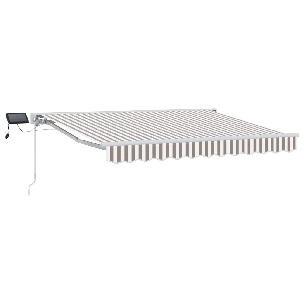 Produktbild för Manuell markisram med LED-lampor Ljusgrå och vit. 3,5 x 2,5 m