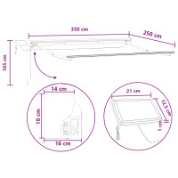 Produktbild för Manuell markisram med LED-lampor Sand 3,5 x 2,5 m