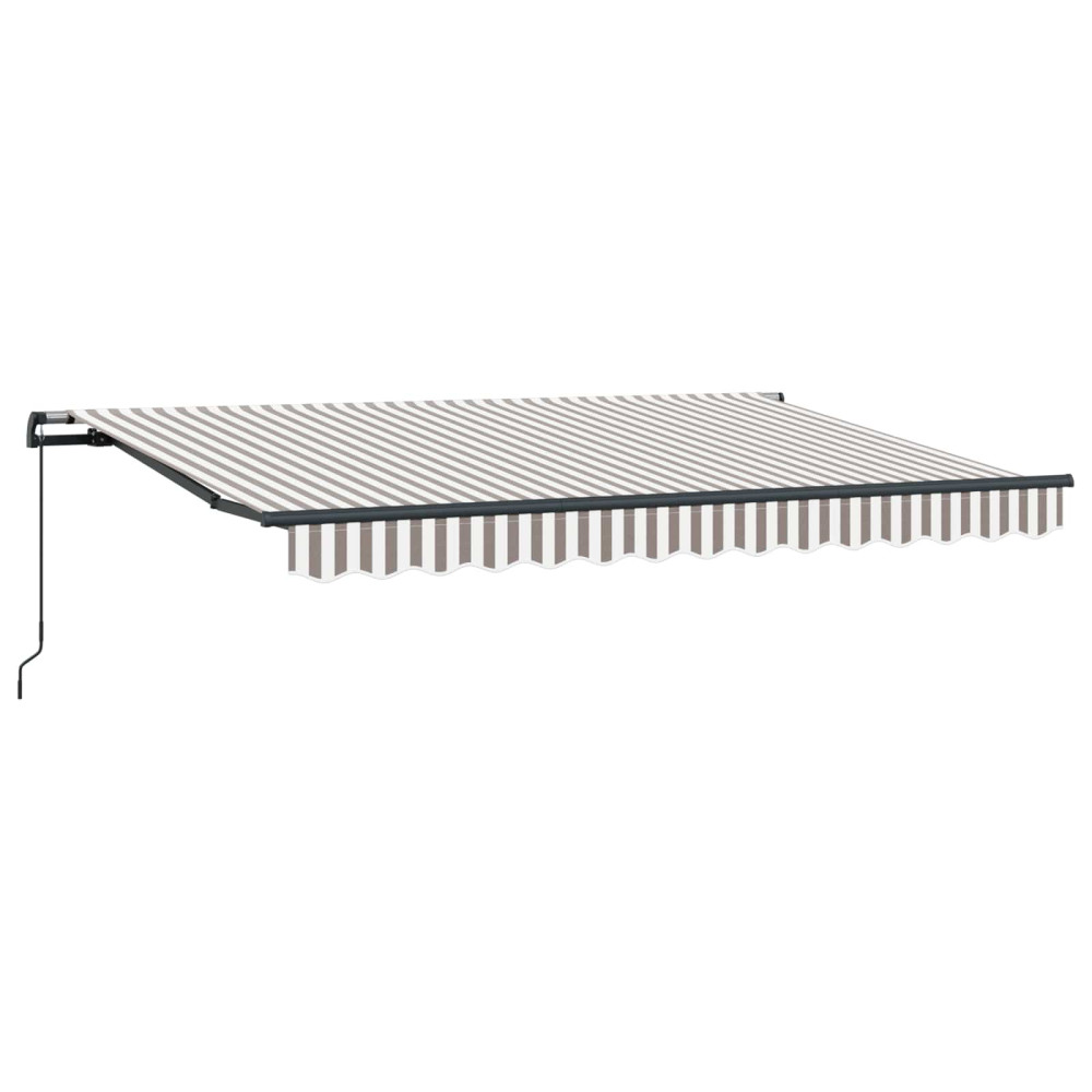 Produktbild för Utdragbar markis Ljusgrå och vit. 400 × 300 cm