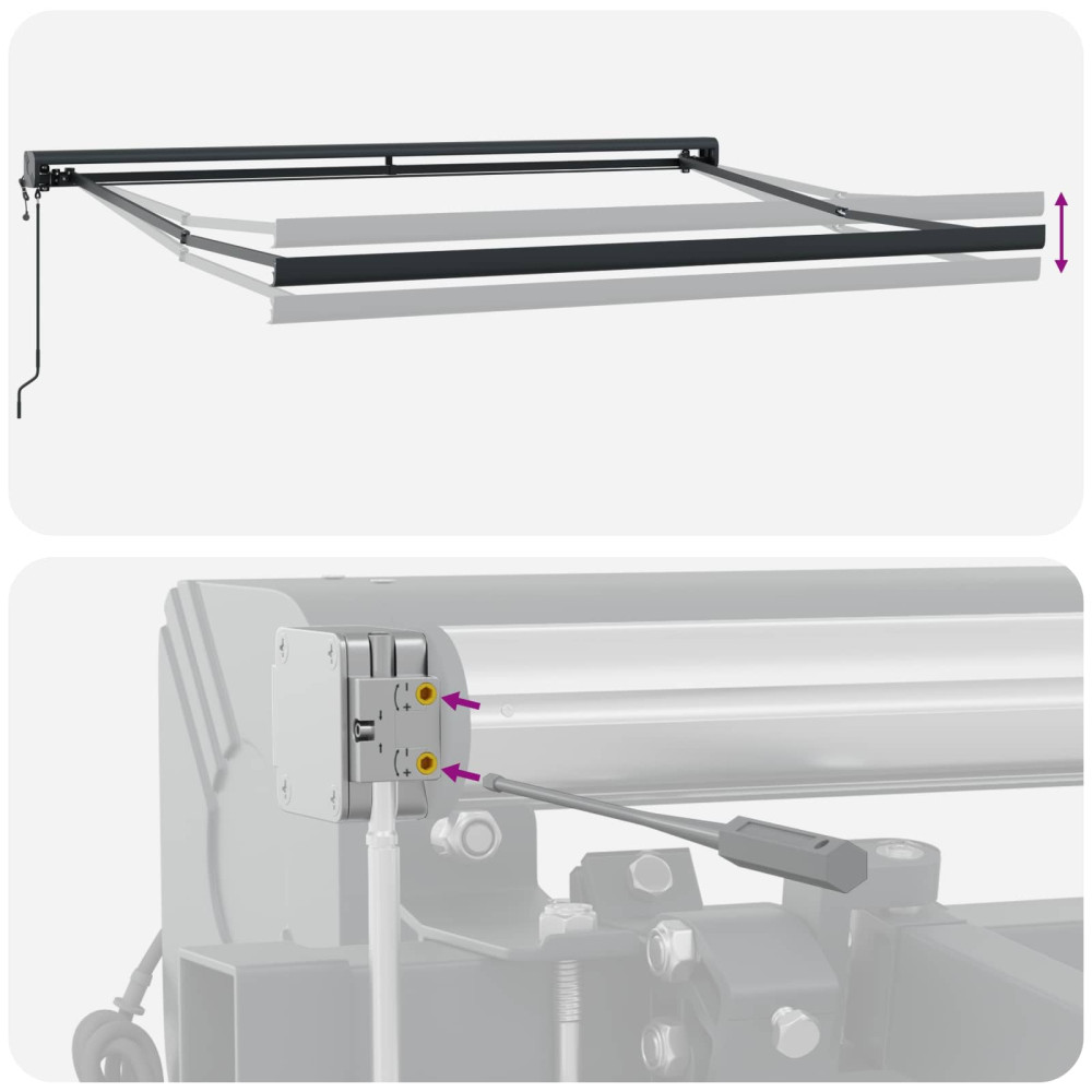 Produktbild för Utdragbar markis Ljusgrå och vit. 400 × 300 cm Tyg och Metall