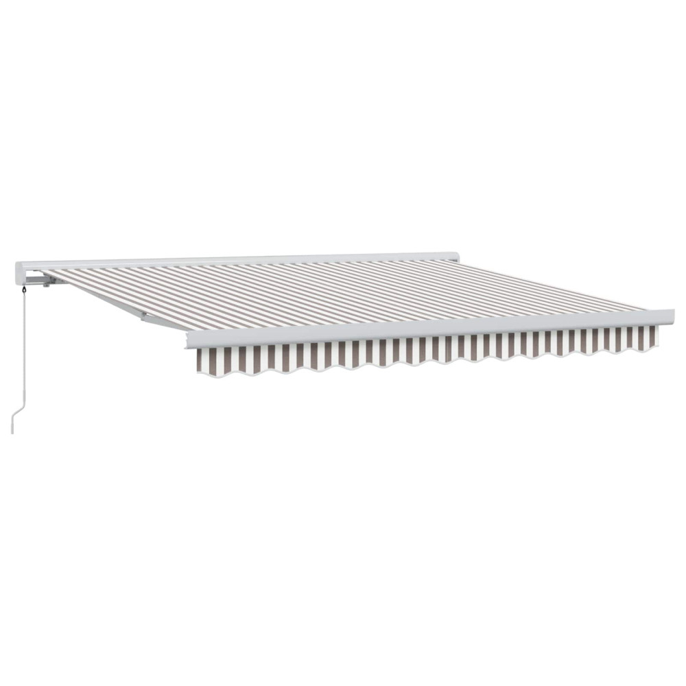 Produktbild för Utdragbar markis Ljusgrå och vit. 500 × 300 cm