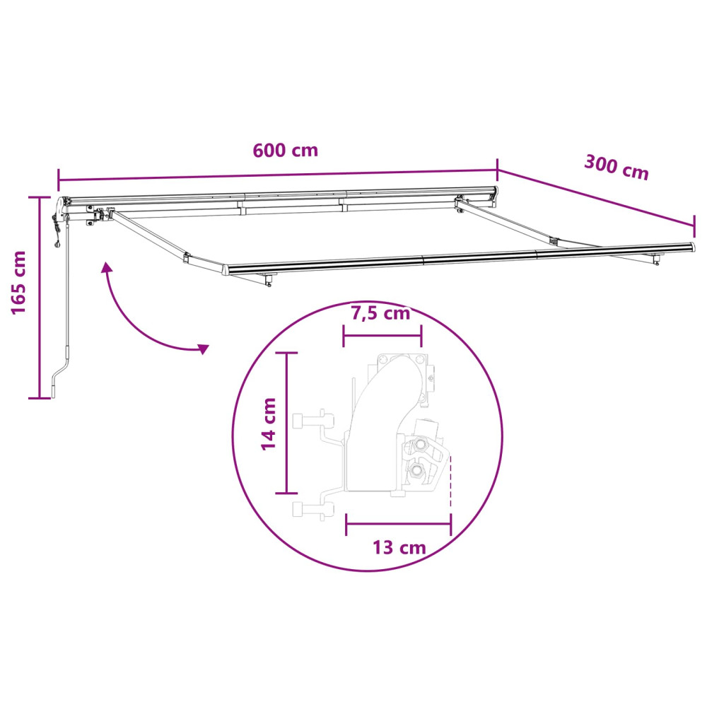 Produktbild för Utdragbar markis Sand 600 × 300 cm Duk och Aluminium