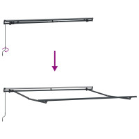 Produktbild för Utdragbar markis Ljusgrå och vit. 600 × 350 cm