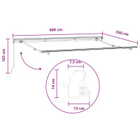 Produktbild för Utdragbar markis Ljusgrå och vit. 600 × 350 cm