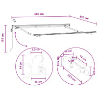 Produktbild för Markis tyg Ljusgrå och vit. 600 × 350 cm Polyester