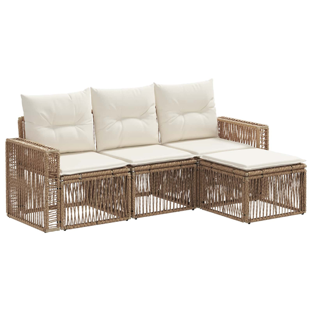 Produktbild för Trädgårdsoffset 4 pcs Beige och krämvit konstrotting