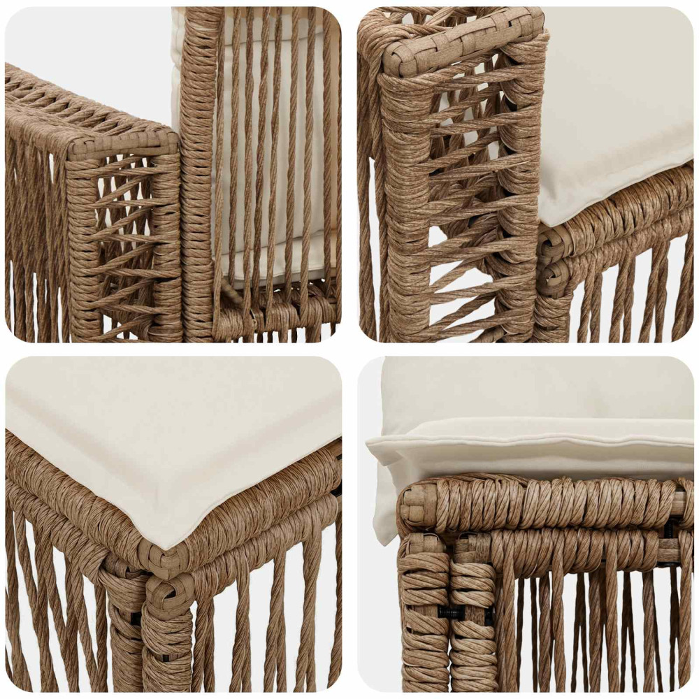 Produktbild för Trädgårdsoffset 4 pcs Beige och krämvit konstrotting