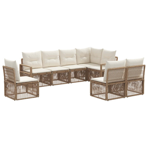 vidaXL Trädgårdsoffset 8 pcs Beige konstrotting