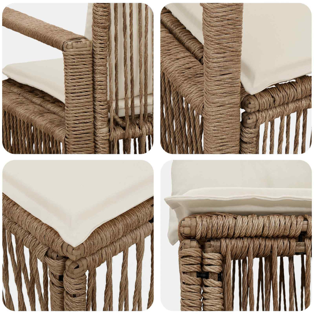 Produktbild för Trädgårdsoffset 8 pcs Beige konstrotting