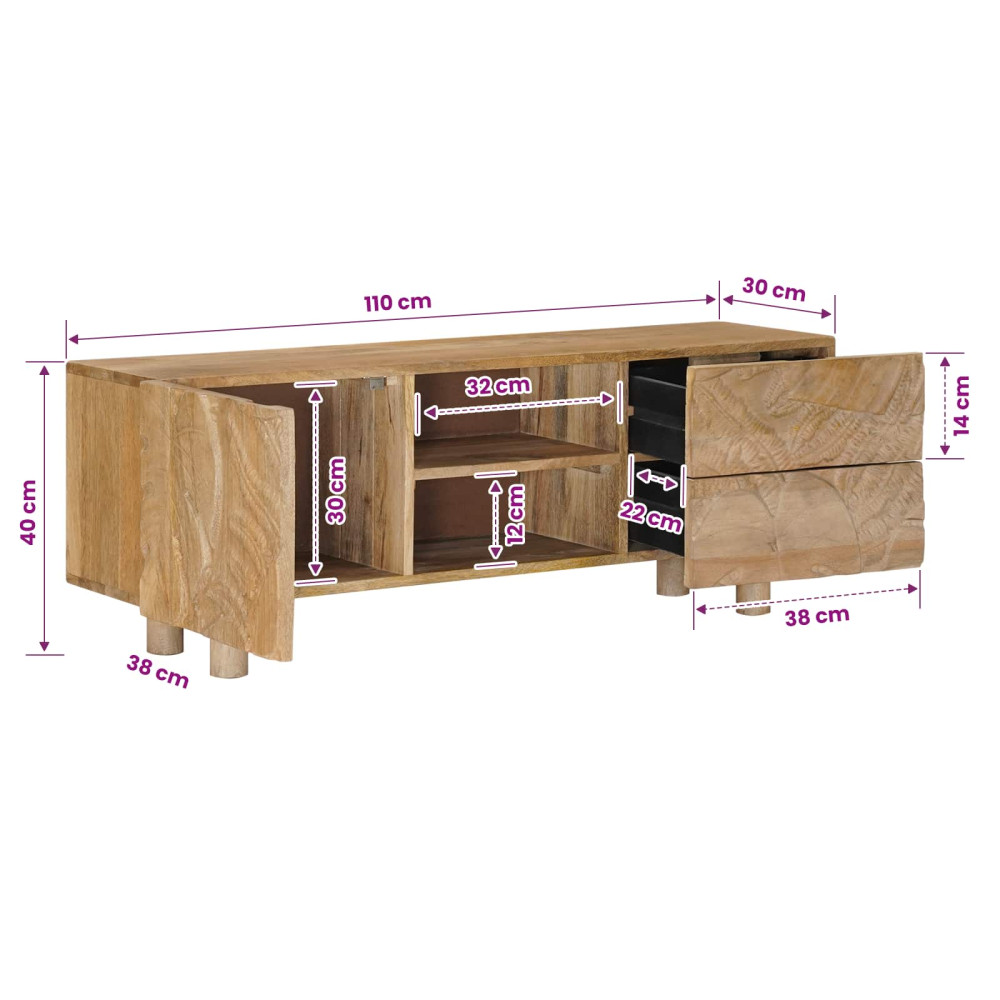 Produktbild för TV-skåp 110 x 30 x 40 cm Massivt mangoträ och konstruerat trä