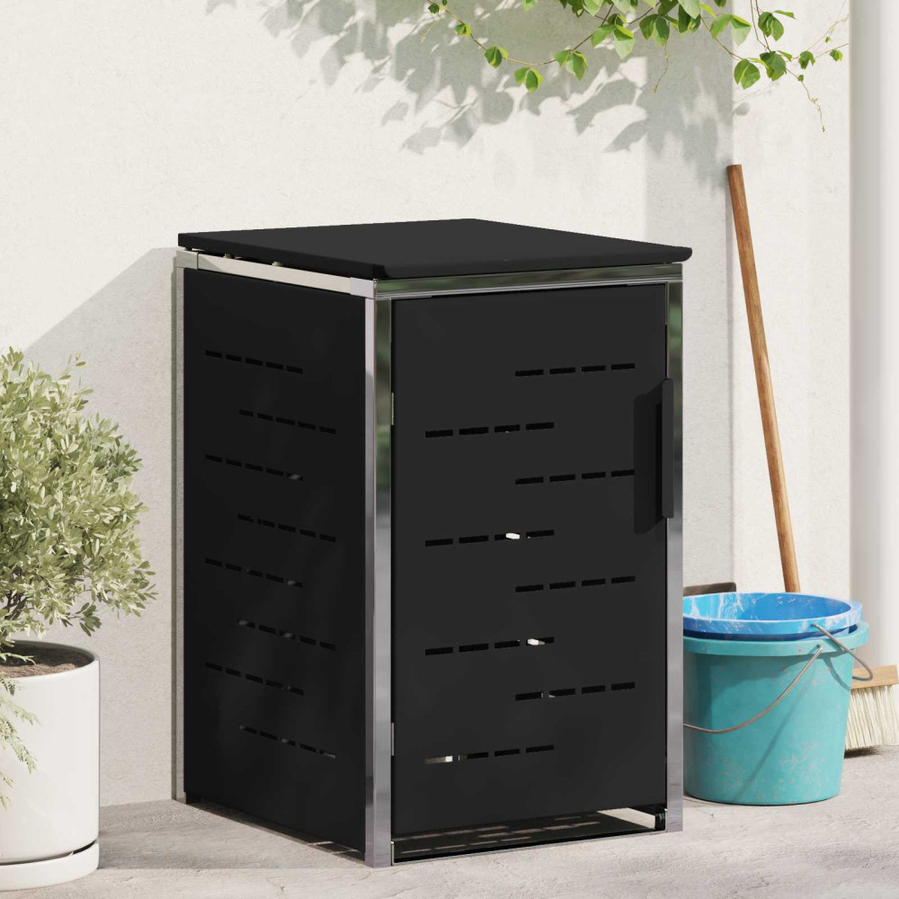 Produktbild för Sopcontainerförvar Svart 77,5 x 69 x 112,5 cm Rostfritt stål