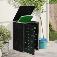 Produktbild för Sopcontainerförvar Svart 77,5 x 69 x 112,5 cm Rostfritt stål