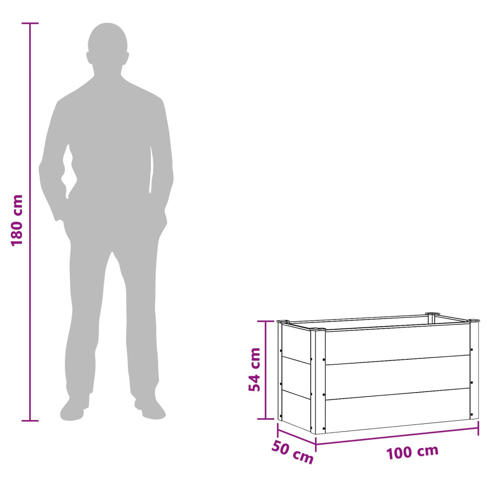 Produktbild för Upphöjd odlingslåda Svart 100 x 50 x 54 cm WPC och aluminium