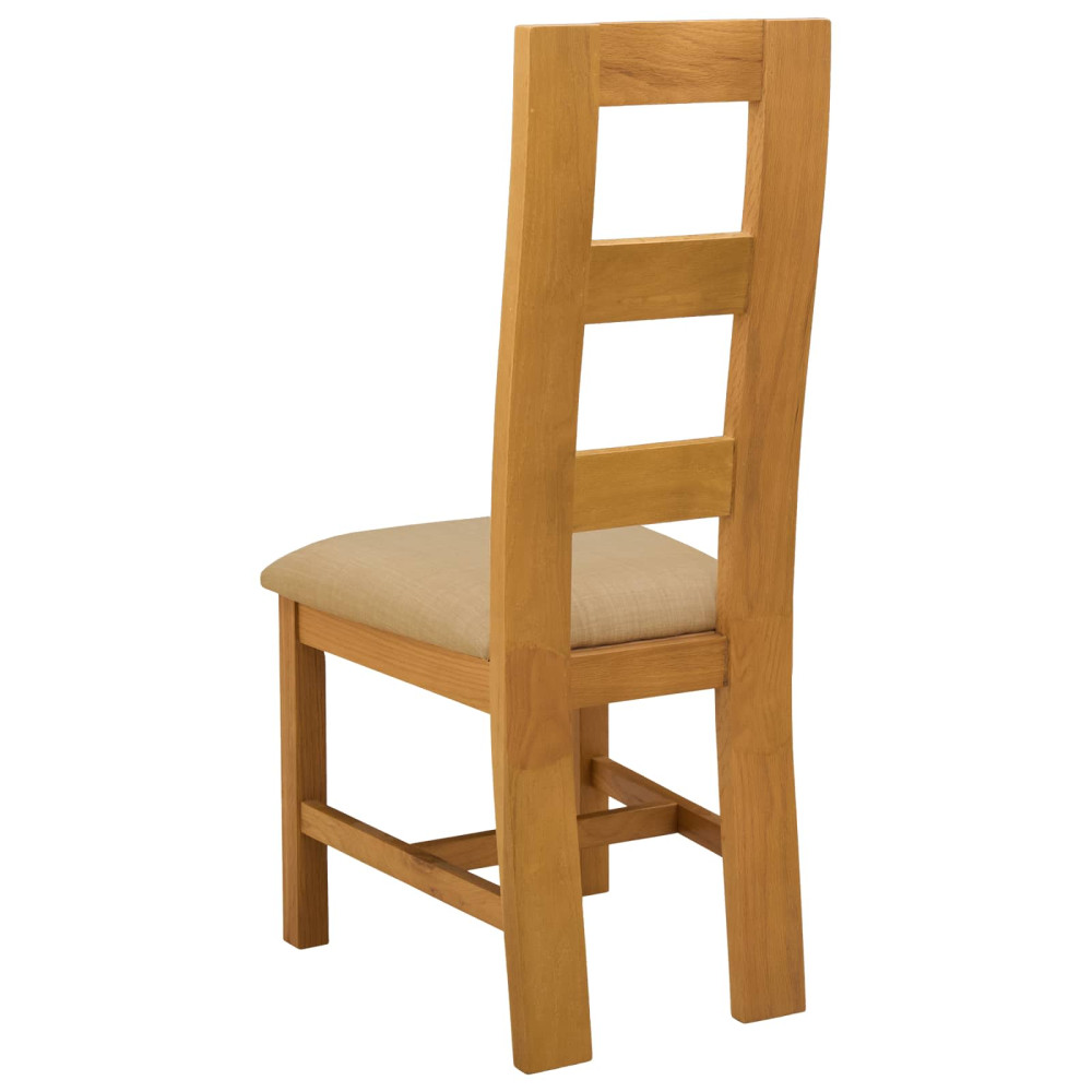 Produktbild för Matstol 2 pcs Massivt Ekträ Beige 45 x 51 x 105 cm