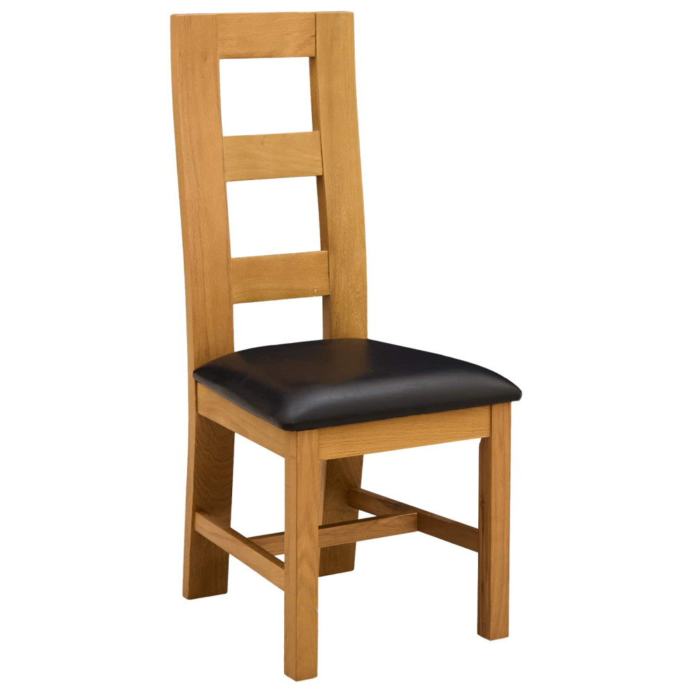 Produktbild för Matstol 2 pcs Massivt Ekträ Svart 45 x 51 x 105 cm