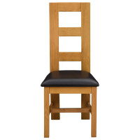 Produktbild för Matstol 2 pcs Massivt Ekträ Svart 45 x 51 x 105 cm
