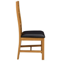 Produktbild för Matstol 2 pcs Massivt Ekträ Svart 45 x 51 x 105 cm