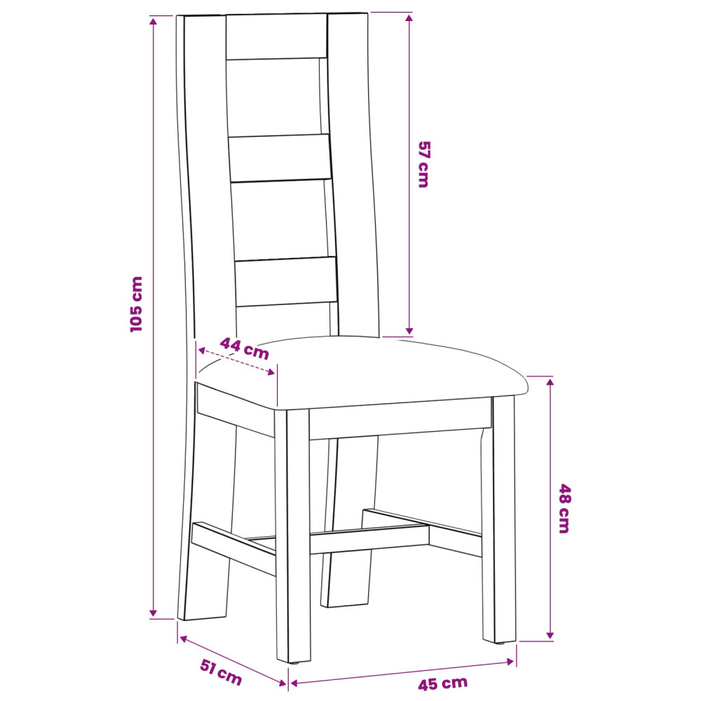 Produktbild för Matstol 2 pcs Massivt Ekträ Svart 45 x 51 x 105 cm