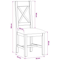 Produktbild för Matstol 2 pcs Massivt Ekträ Grå 45 x 54 x 105 cm