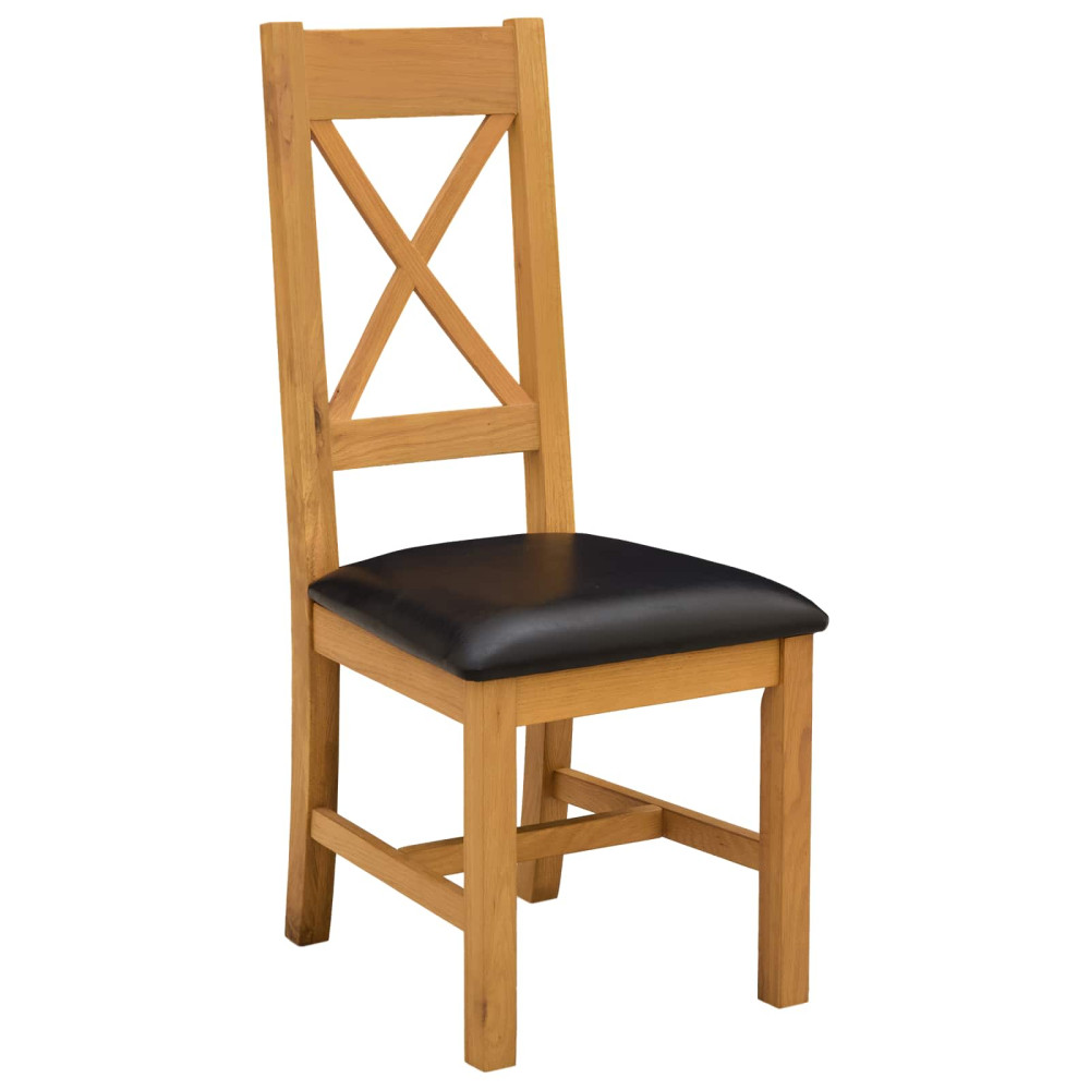 Produktbild för Matstol 2 pcs Massivt Ekträ Svart 45 x 54 x 105 cm