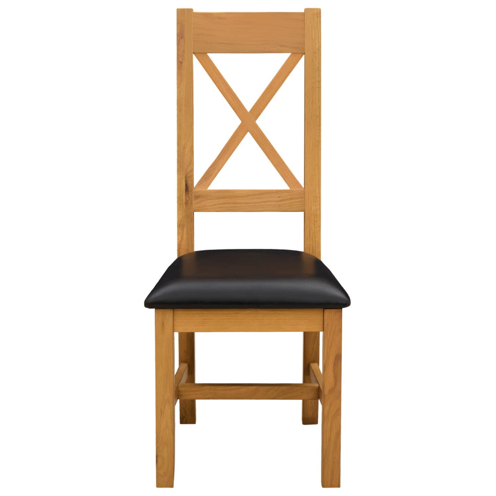 Produktbild för Matstol 2 pcs Massivt Ekträ Svart 45 x 54 x 105 cm