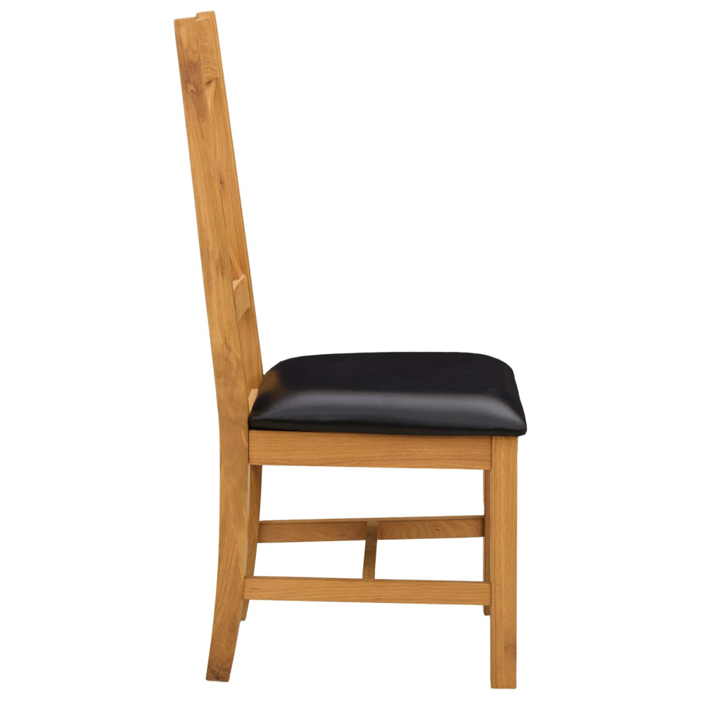 Produktbild för Matstol 2 pcs Massivt Ekträ Svart 45 x 54 x 105 cm