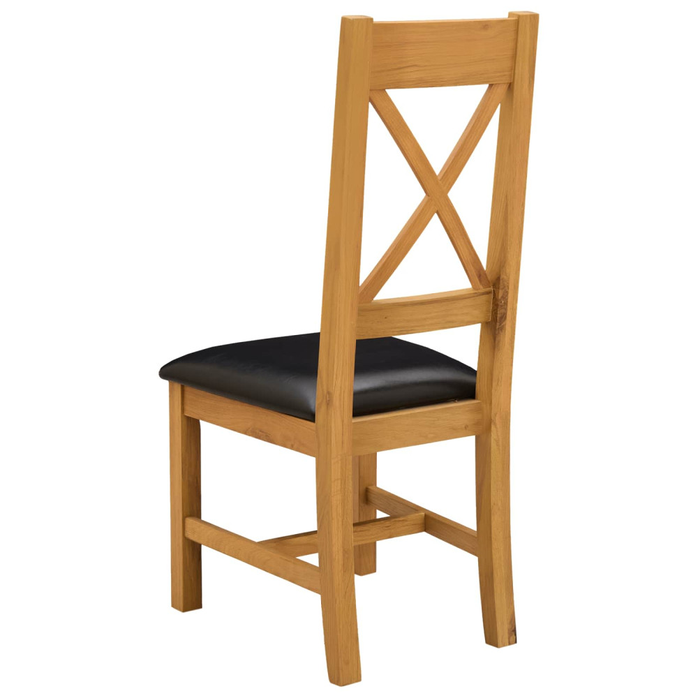 Produktbild för Matstol 2 pcs Massivt Ekträ Svart 45 x 54 x 105 cm