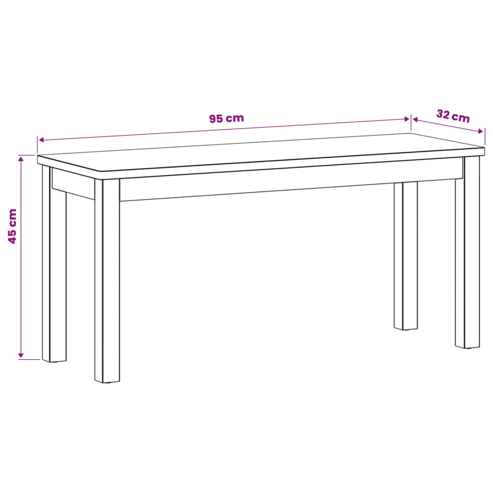 Produktbild för Matbänk 95 x 32 x 45 cm Massivt Ekträ Naturlig