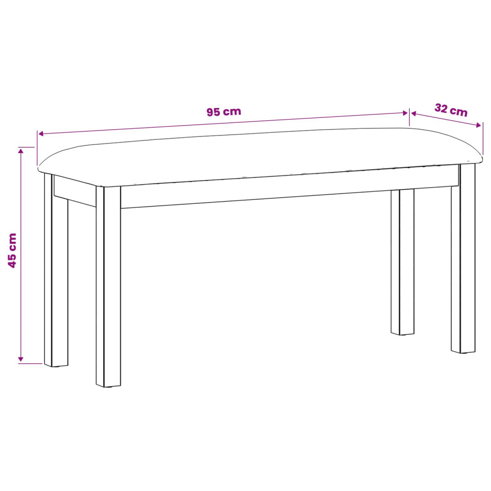 Produktbild för Matbänk 95 x 32 x 45 cm Massivt Ekträ Beige